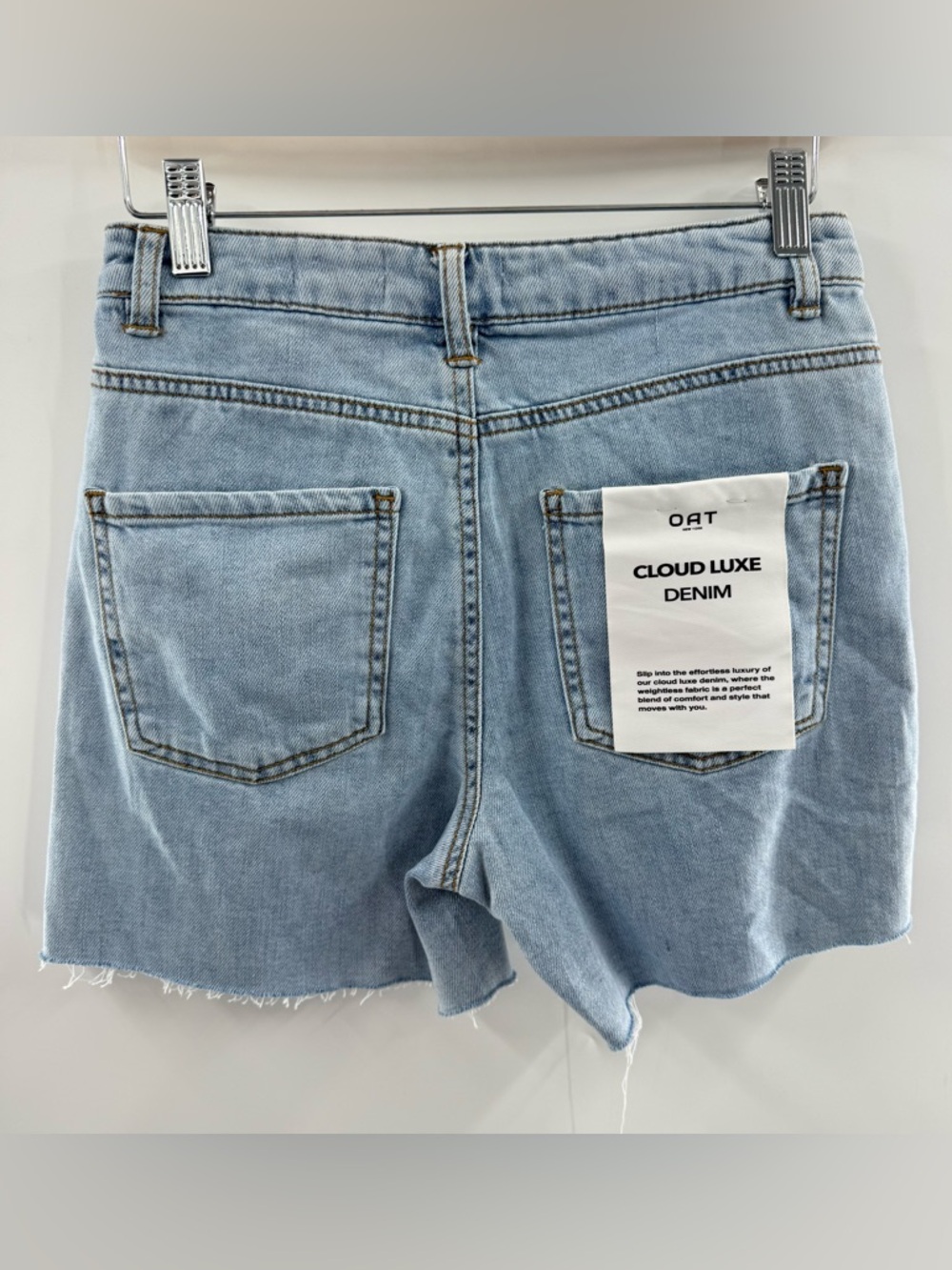 NWT OAT New York Cloud Luxe Lightweight Raw Hem Denim Cut Off Shorts Size 2 / 26 - Picture 7 of 11